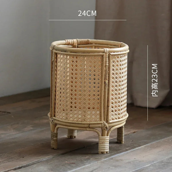 Nordic Rattan Weave Flowerpot Stand Living Room Flower Holder Green Ivy Potted Plant Rack Lightweight Durable Indoor Gardening