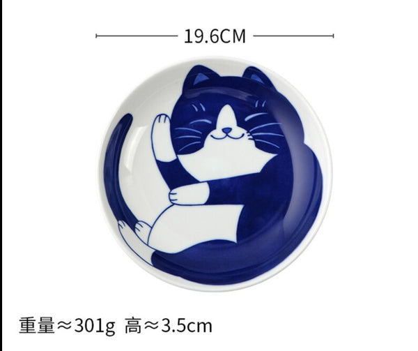 Cute Cat Ceramic Plate and Bowl