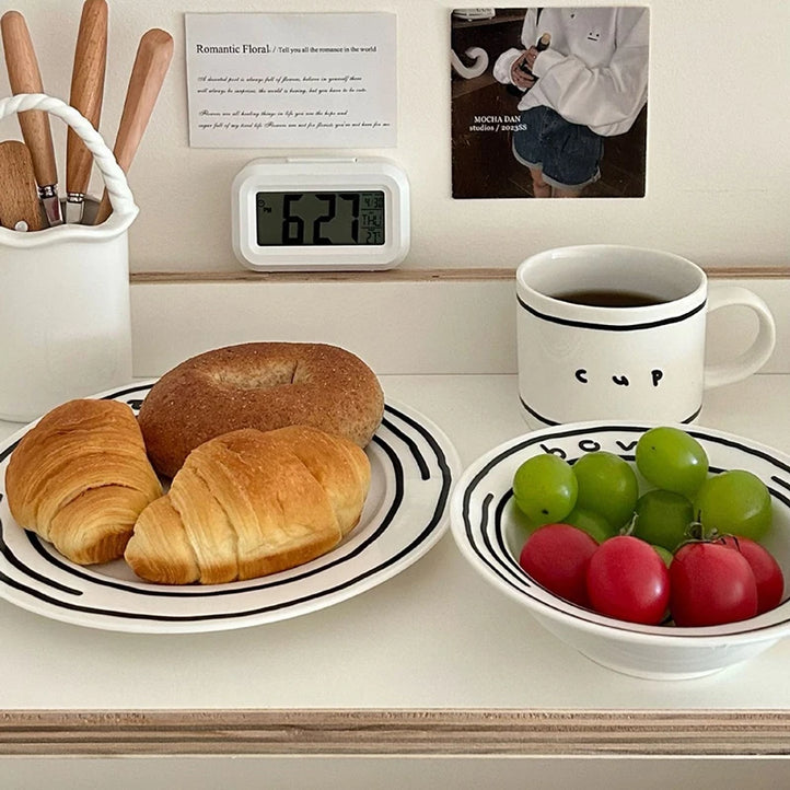 Cheerful Ceramic Dinnerware Set: Plate Bowl and Mug