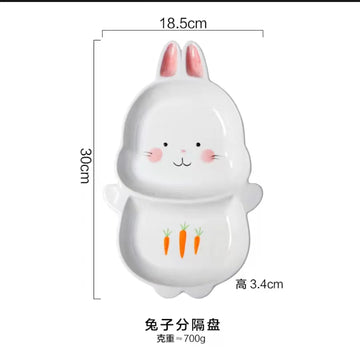 Colorful Animal-Shaped Ceramic Kids Plates – Bunny, Giraffe, Monkey & Bear Food Dishes for Toddlers and Children