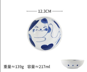 Cute Cat Ceramic Plate and Bowl