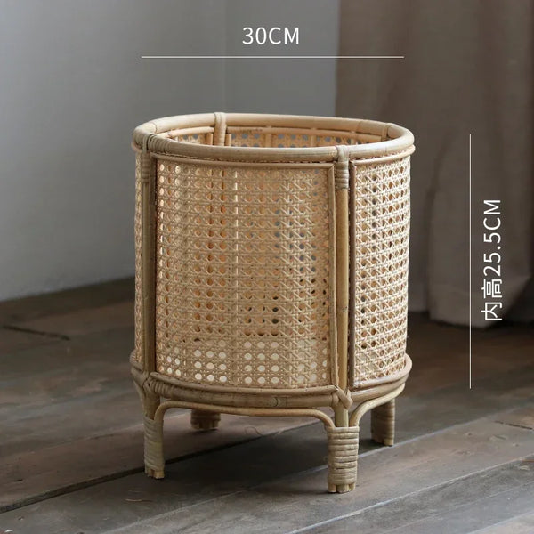 Nordic Rattan Weave Flowerpot Stand Living Room Flower Holder Green Ivy Potted Plant Rack Lightweight Durable Indoor Gardening