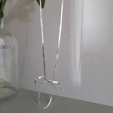  925 Sterling Silver Bowknot Snake Bone Necklace