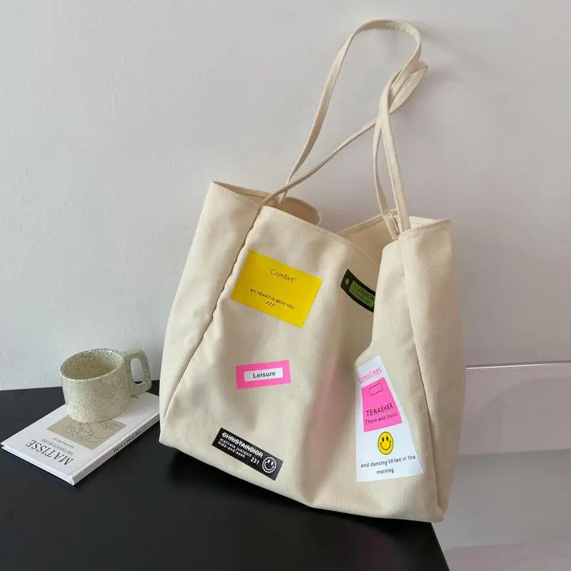 Large Canvas Totes - Beige