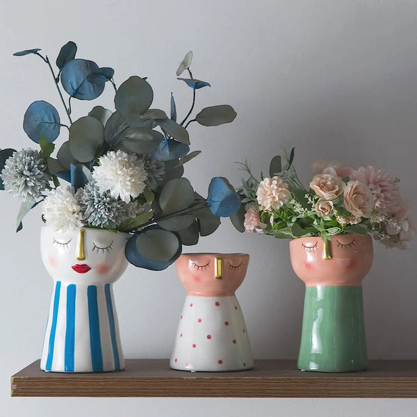 3 pieces set Ceramic Vases - WHITE