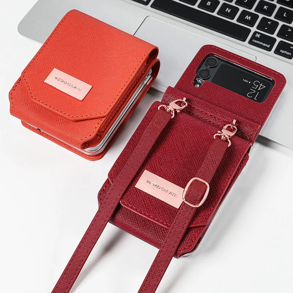 Crossbody Leather card slots wallet phone case for samsung galaxy - phone case