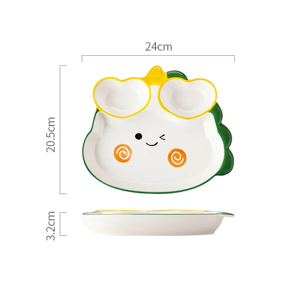 Colorful Ceramic Kids Plates in Fun Shapes – Bunny, Panda, Leaf, Citrus, Cloud & Cartoon Character Dishes for Toddlers and Children