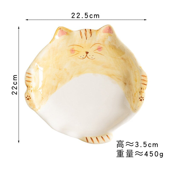 Cute Cat Shape Ceramic Plate - Orange - Home decor
