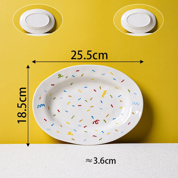 Handheld Irregular Ceramic Dinner Plates - Plate-25.5x15.8cm