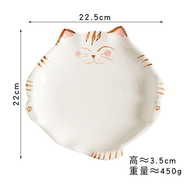 Cute Cat Shape Ceramic Plate - Amber - Home decor