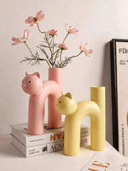 Cute Ceramic Cat-Shaped Vase