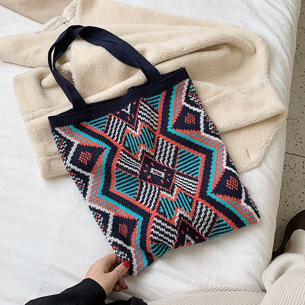 Knitted tote bag