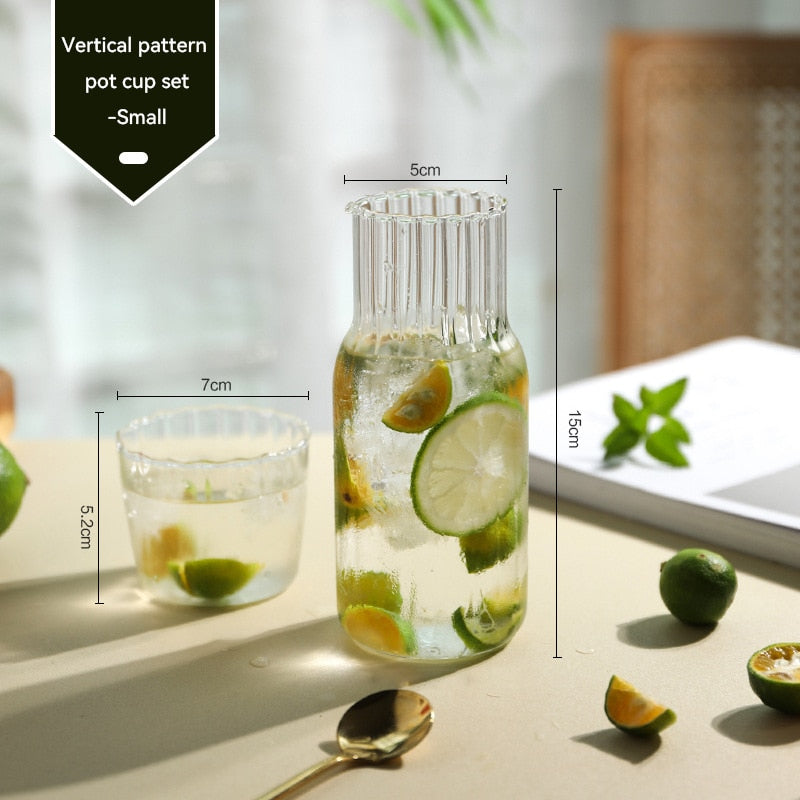 Glass Water Bottle with Glass Cup Set - 401-500ml / S - Home decor