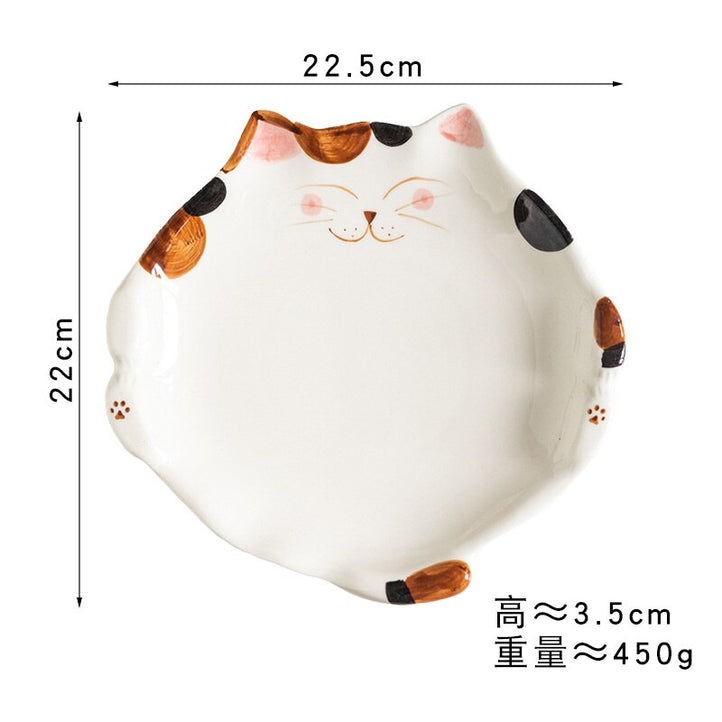 Cute Cat Shape Ceramic Plate - Brown - Home decor