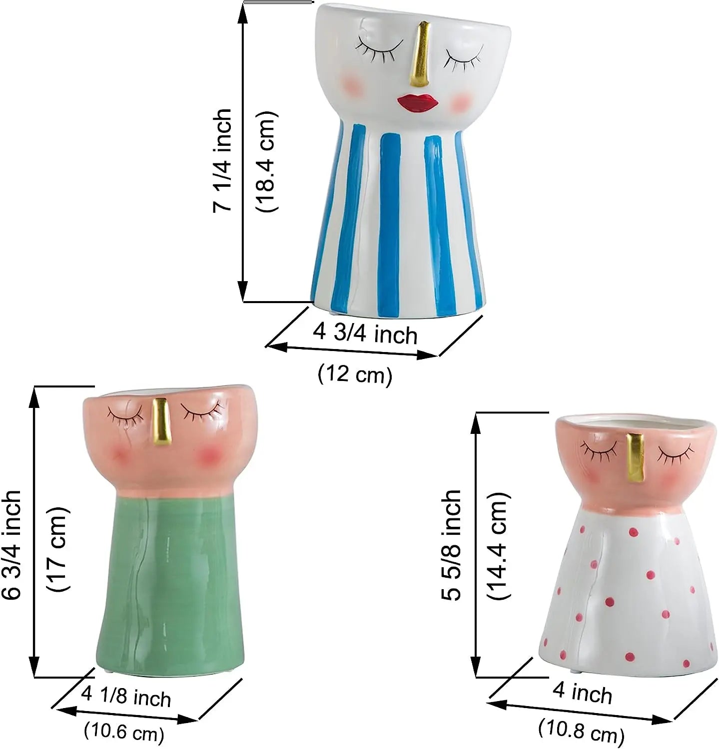 3 pieces set Ceramic Vases - WHITE