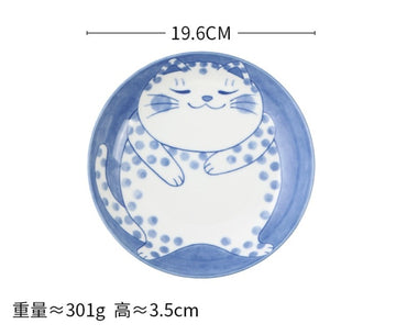 Cute Cat Ceramic Plate and Bowl - D-8 inch - Home decor