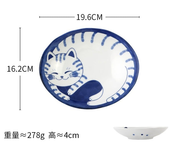 Cute Cat Ceramic Plate and Bowl