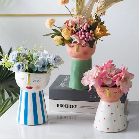 3 pieces set Ceramic Vases - WHITE