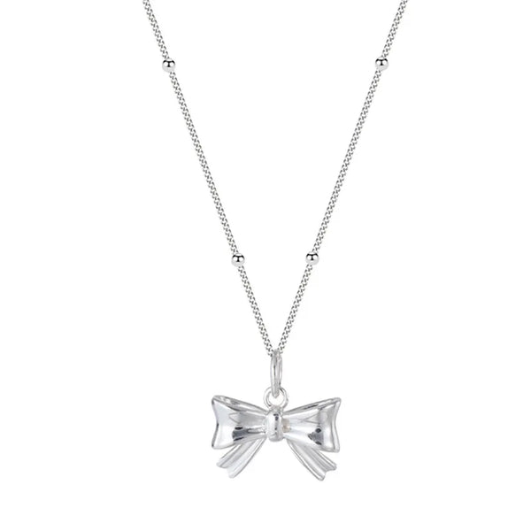 Silver bow necklace