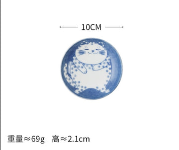 Cute Cat Ceramic Plate and Bowl - D-4 inch - Home decor