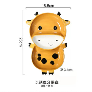 Colorful Animal-Shaped Ceramic Kids Plates – Bunny, Giraffe, Monkey & Bear Food Dishes for Toddlers and Children