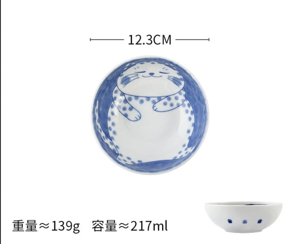 Cute Cat Ceramic Plate and Bowl - D-5 inch - Home decor