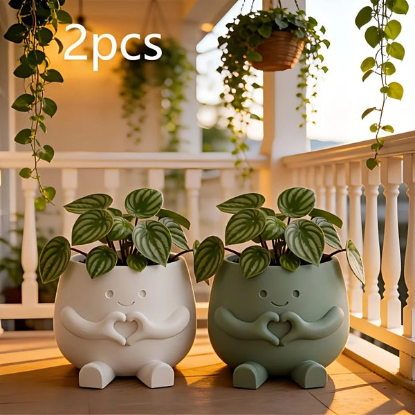 2PCS Lucky Plant Pots, Cute 3D Printed Succulent Planters for Indoor Plants, Aesthetic Flower Pots for Succulents