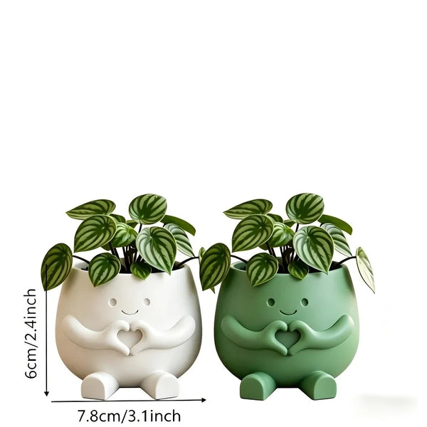 2PCS Lucky Plant Pots, Cute 3D Printed Succulent Planters for Indoor Plants, Aesthetic Flower Pots for Succulents