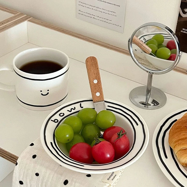 Cheerful Ceramic Dinnerware Set: Plate Bowl and Mug