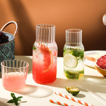Glass Water Bottle with Glass Cup Set - Home decor