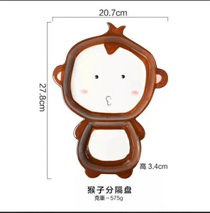 Colorful Animal-Shaped Ceramic Kids Plates – Bunny, Giraffe, Monkey & Bear Food Dishes for Toddlers and Children