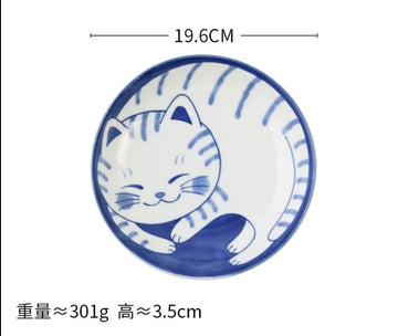 Cute Cat Ceramic Plate and Bowl - B-8 inch - Home decor