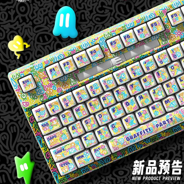 Graffiti Party KeyCap Set 133key | PBT Dye Subbed Cherry Profile Keyboard