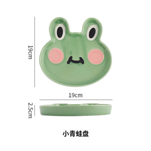 children's plates green-frog / 8 inch