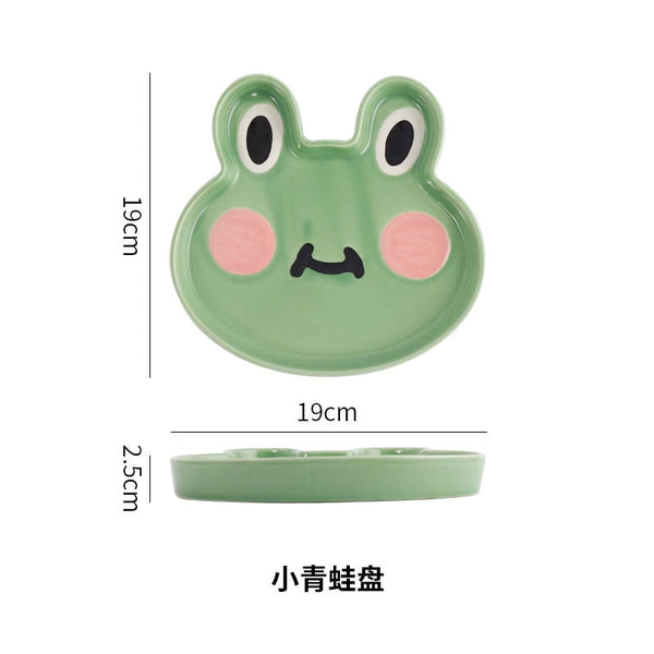 children's plates green-frog / 8 inch