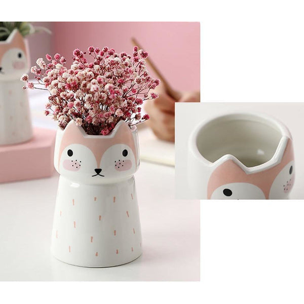 cute fox flower vase