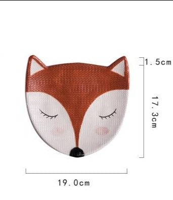 cute ceramic children plates fox