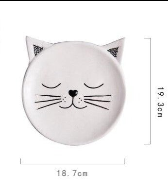 cute ceramic children plates cat