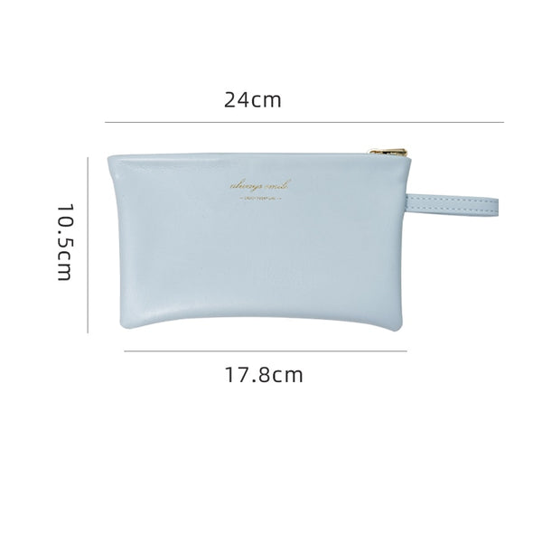 leather cosmetic bag 10.5x17.8cm / sky blue