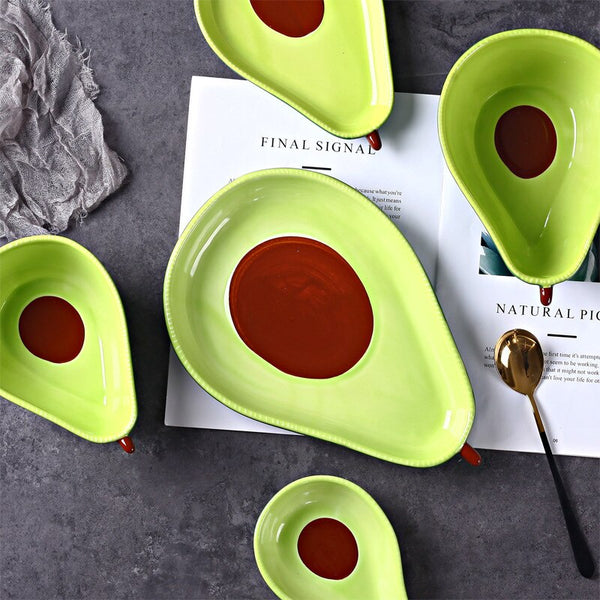 cute green avocado shape ceramic plate