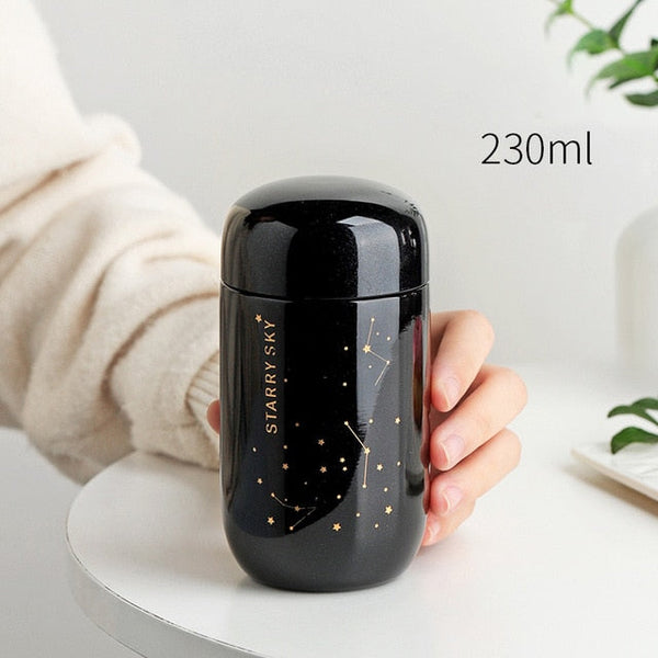 cute leakproof thermos bottle 200ml / black