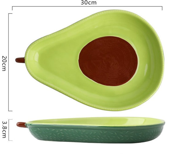 cute green avocado shape ceramic plate 12inch plate