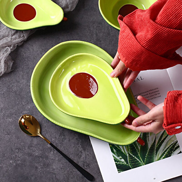 cute green avocado shape ceramic plate