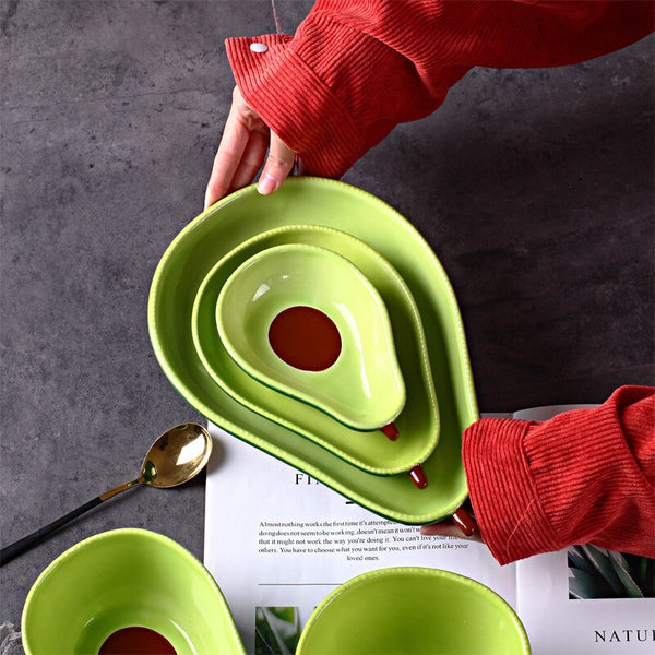 cute green avocado shape ceramic plate