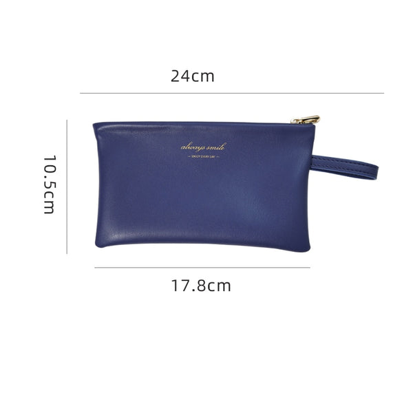 leather cosmetic bag 10.5x17.8cm / deep blue