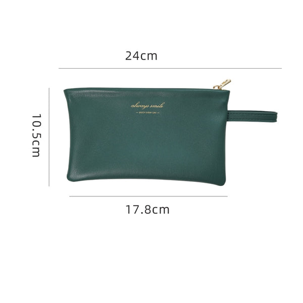 leather cosmetic bag 10.5x17.8cm / blackish green