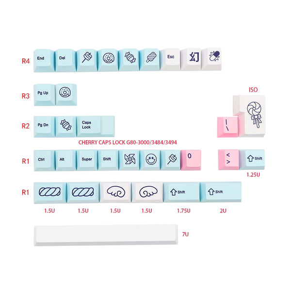 gmk-key acid house keycap cherry profile for mx switch gk61 64 108 6.25u/7u space bar sweet girl dye sublimation anime japan key