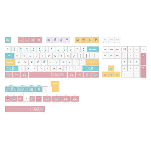 cute keycaps set| macaron candy theme white