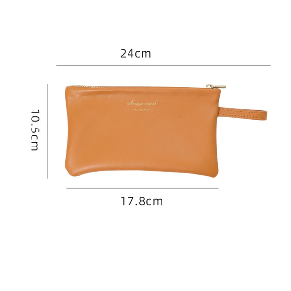 leather cosmetic bag 10.5x17.8cm / orange