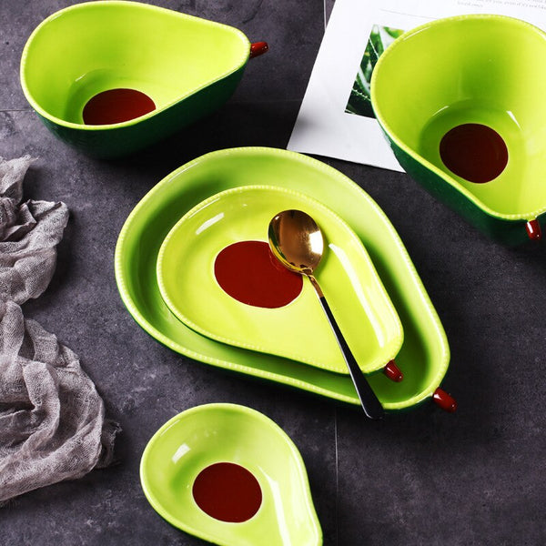 cute green avocado shape ceramic plate